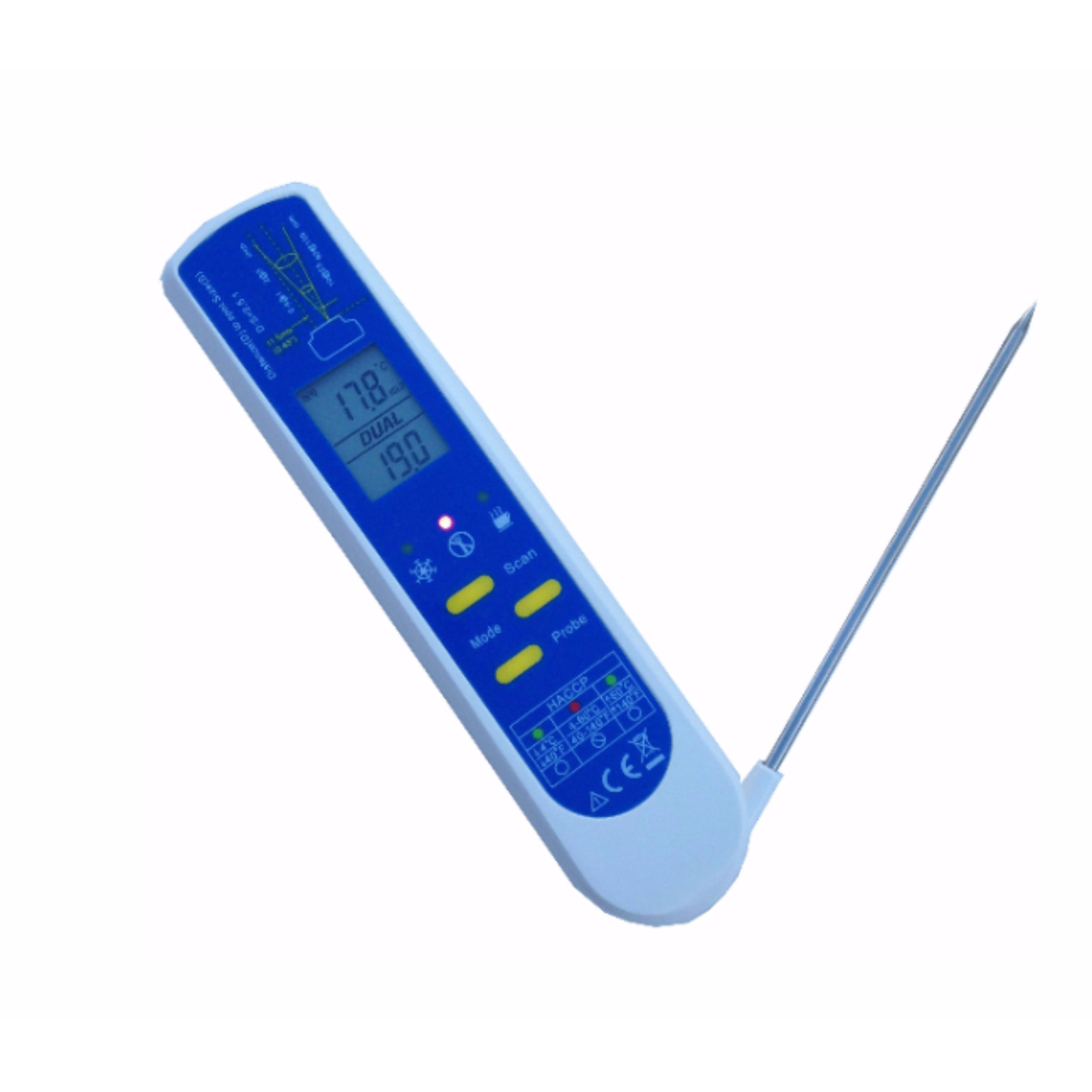 Lebensmittel-Thermometer (HACCP) mit einklappbarem Einstechfühler