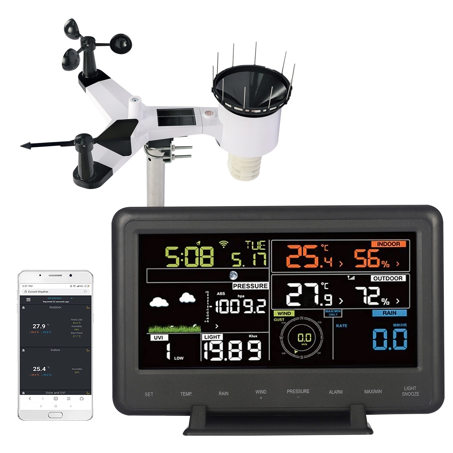 WiFi Wireless Solar Power Weather Station Instrument Devices